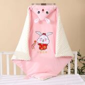 清仓新生婴儿豆豆绒安抚包被春秋产房抱被宝宝红色冬款 厚裹布