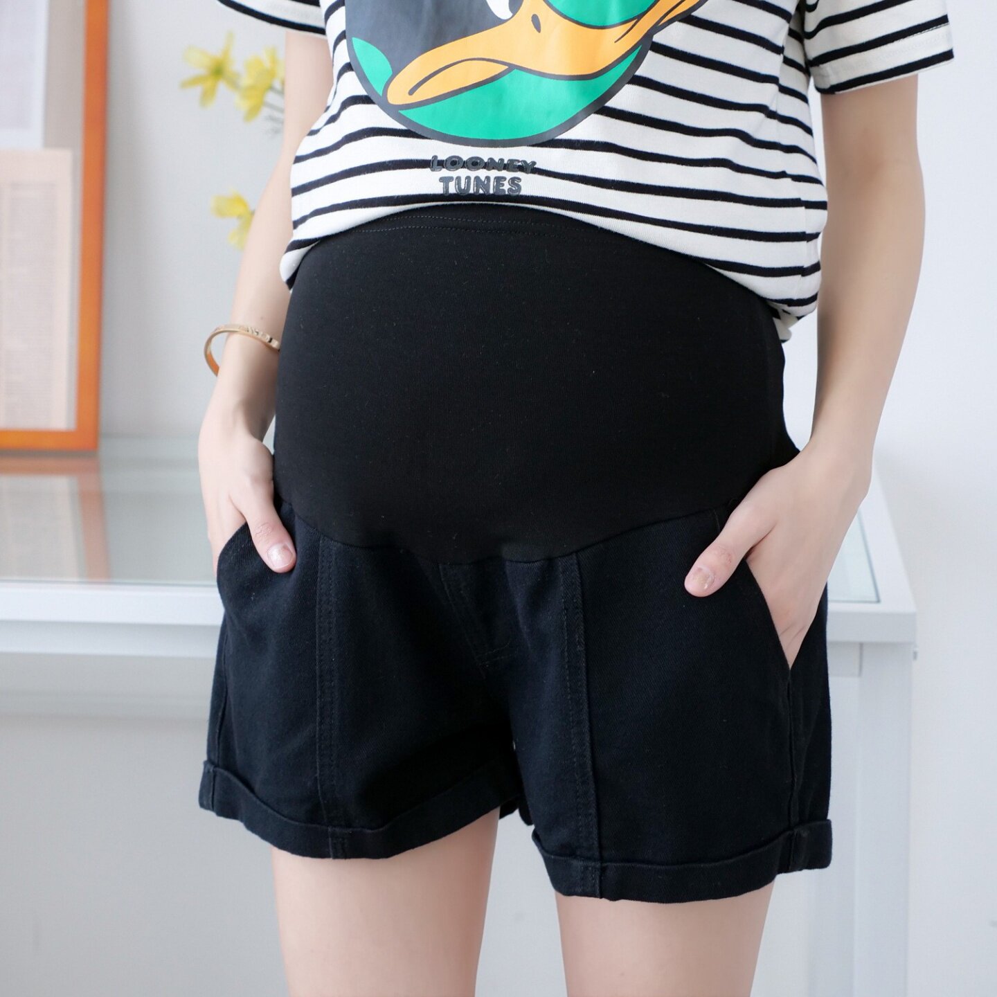 孕妇夏季薄款牛仔短裤新款打底裤