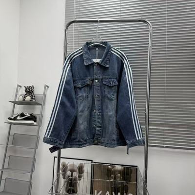 美式复古水洗重磅三条杠牛仔外套男女潮牌宽松bf情侣夹克