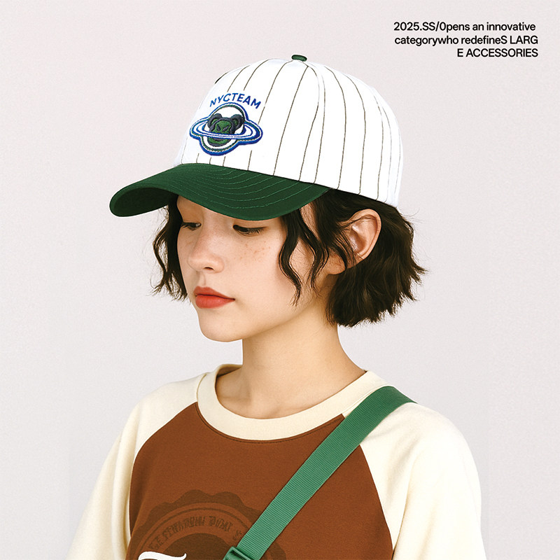 新款条纹潮流时尚男女通用棒球帽情侣款百搭可调节高顶ins帽子