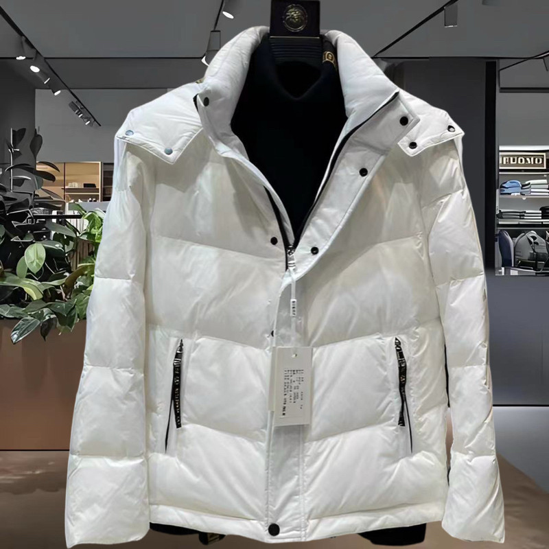 2024冬季新款羽绒服男加厚保暖白鸭绒外套时尚潮流面包服中长外套