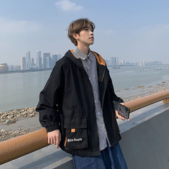 Washable tooling jacket men's loose hooded coat autumn loose Japanese Fashion Top