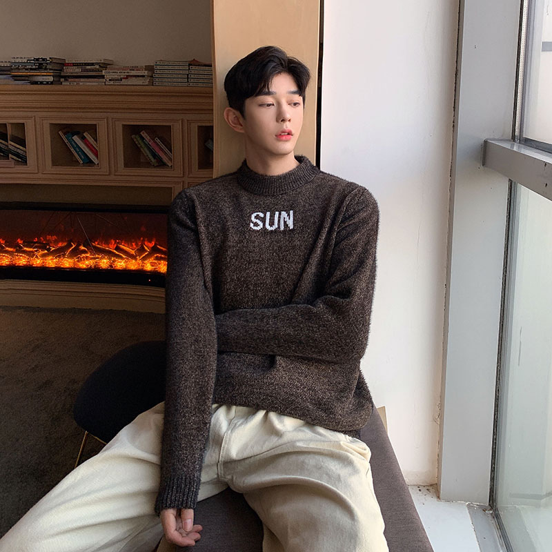 Sweater Pullover men's crew neck jacquard autumn / winter trend bottom line sweater sweater