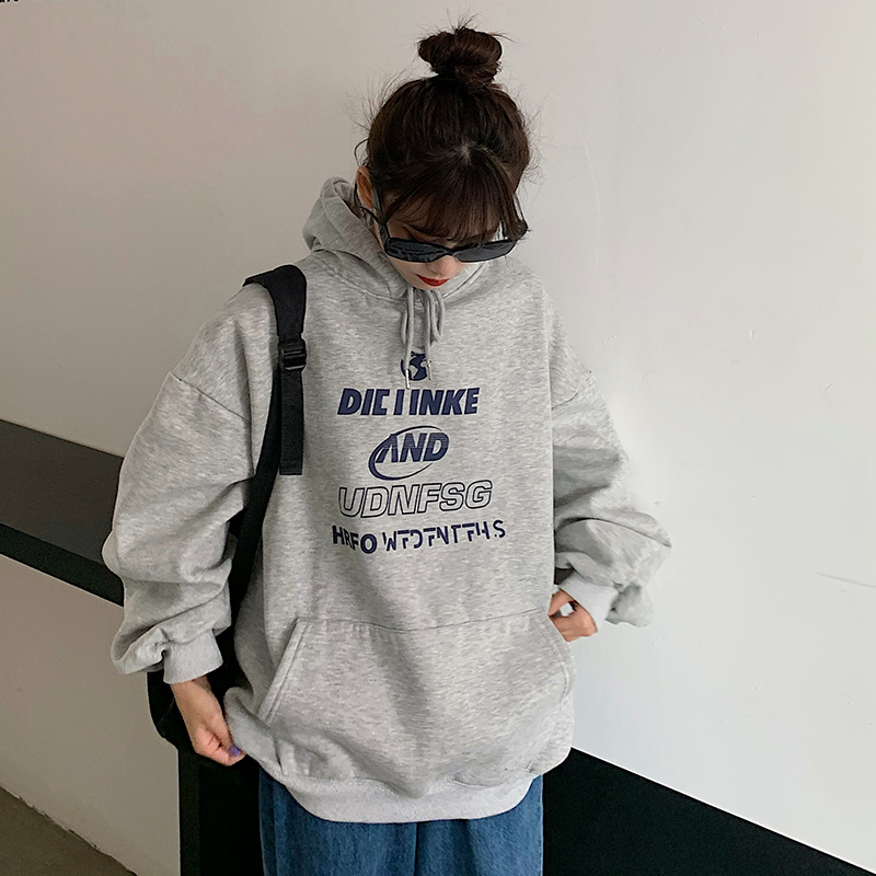 Real shot of women's hoodie with velvet thickening