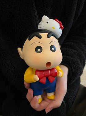 蜡笔小新helloKittyKT猫车载摆件中控台装饰女高级感2025汽车饰品