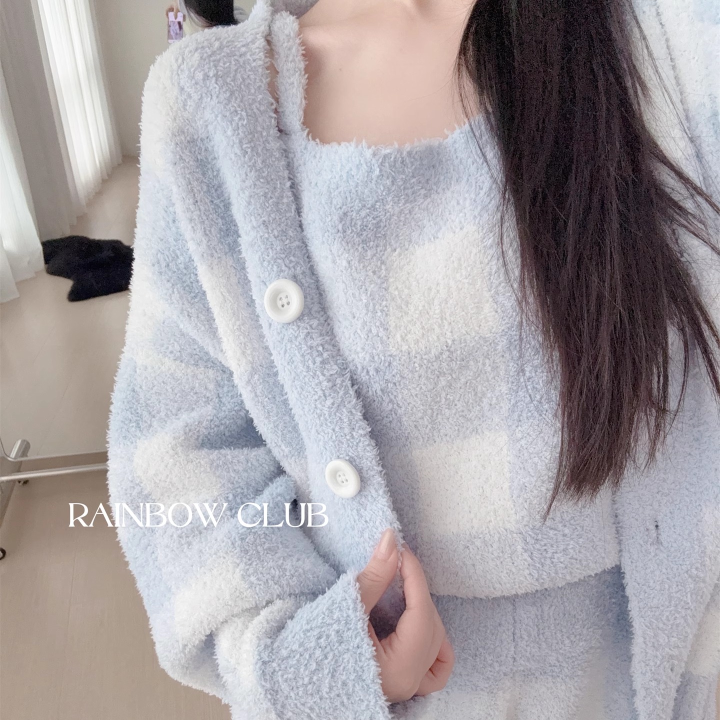 加厚软绵绵半边绒休闲睡衣三件套