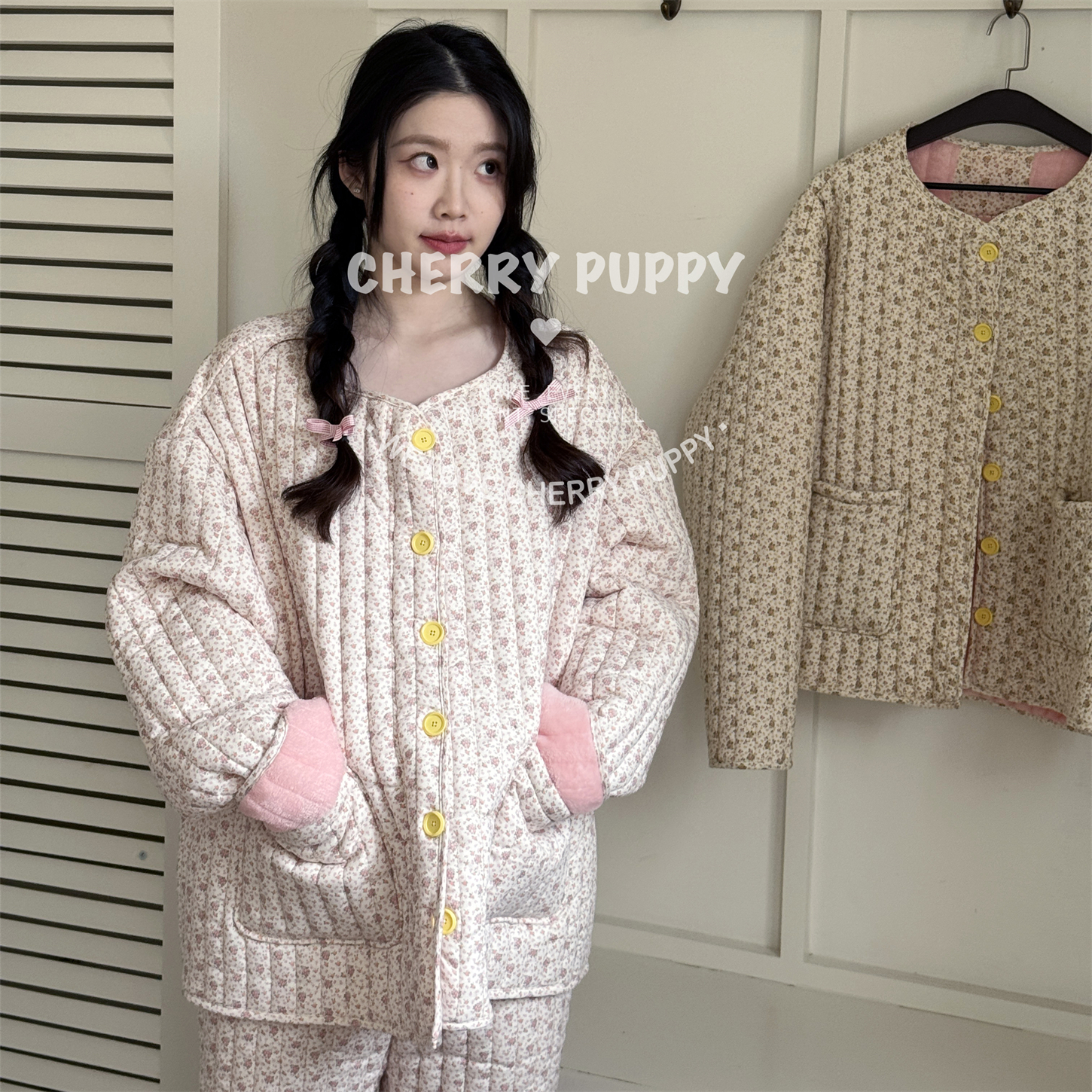 CHERRYPUPPY两色碎花夹棉家居服