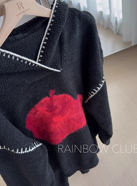 秋冬男士软绵绵半边绒连帽宽松休闲可外穿黑色家居服套装长袖长裤