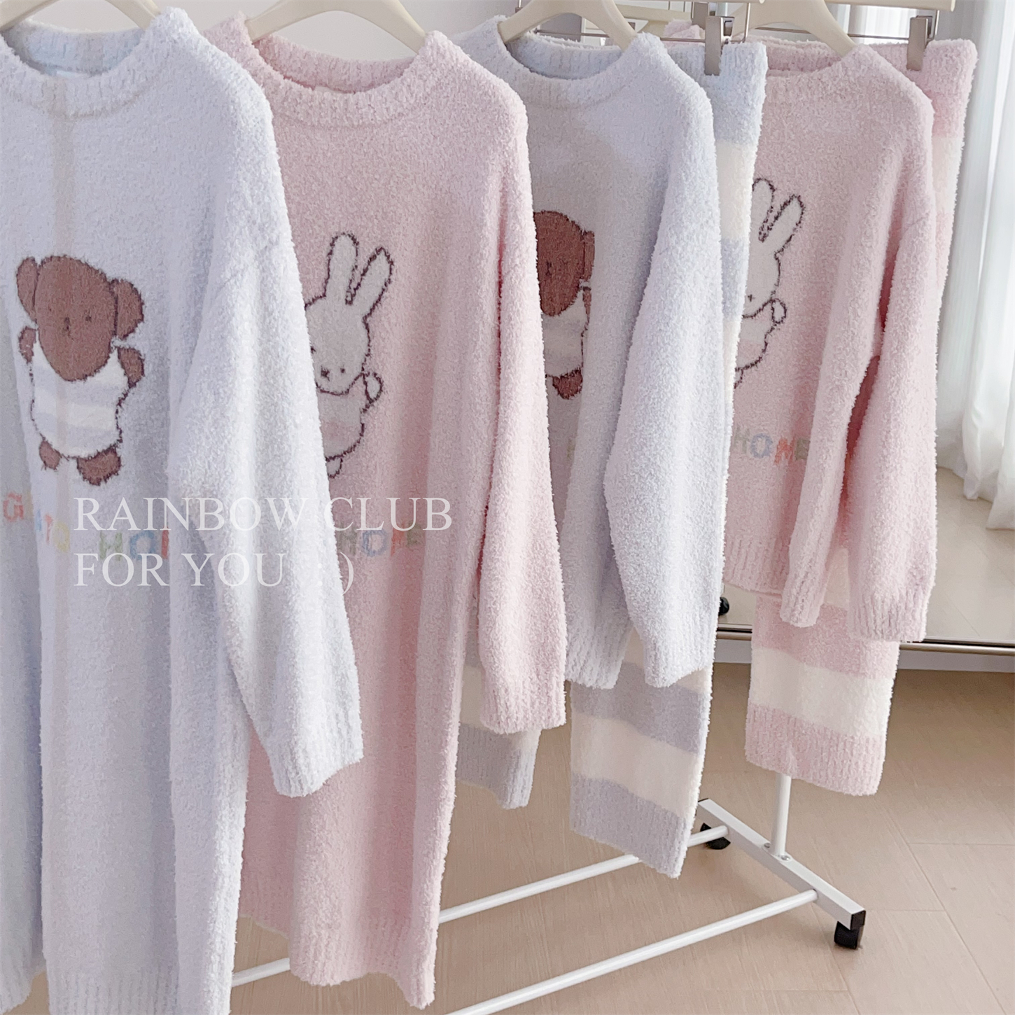 冰激凌秋冬软绵绵可爱兔子睡裙