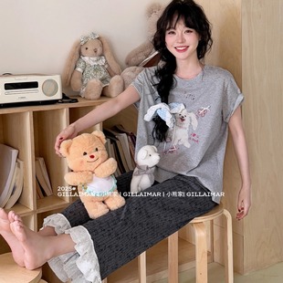 Gill Aimar小熊家正品 2025春夏新品 可爱卡通狗狗睡衣女家居服套装