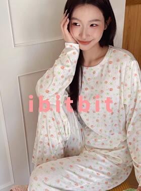 柔软打底套装家居服针织棉睡衣可外穿清新小碎花甜美原版ibitbit