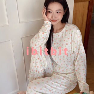 柔软打底套装家居服针织棉睡衣可外穿清新小碎花甜美原版ibitbit