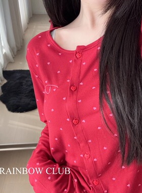 新年红节日氛围本命年甜美莫代尔亲肤正红色本命年睡衣家居服女