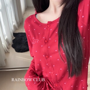 新年红节日氛围本命年甜美莫代尔亲肤正红色本命年睡衣家居服女