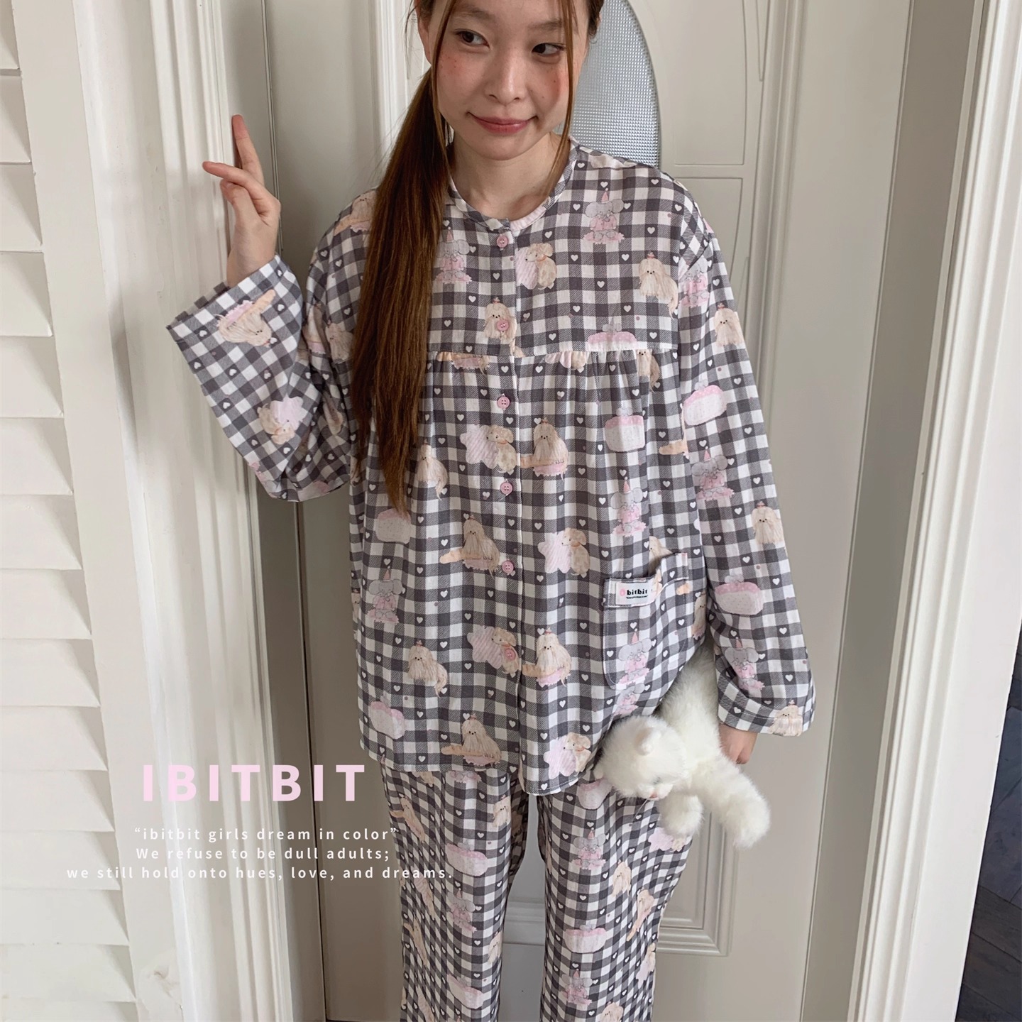 简约韩系基础款可爱卡通家居服女