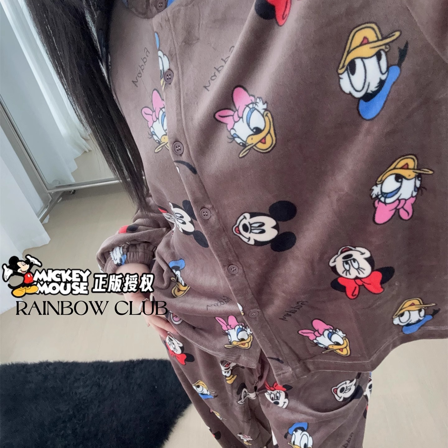 秋冬海岛绒卡通家居服套装女士