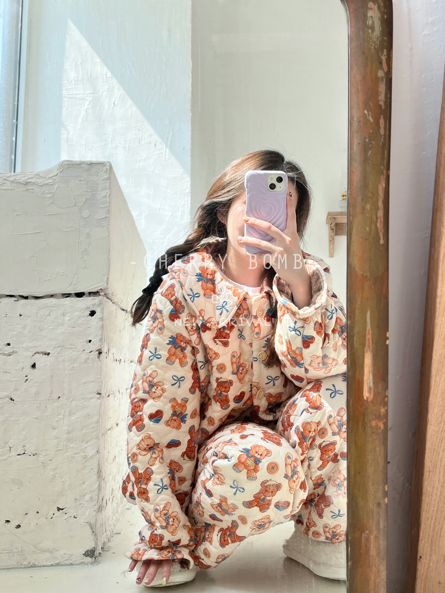 CherryBomb三层夹棉保暖绗棉睡衣