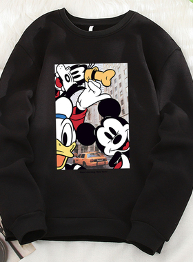 秋冬加绒加厚米奇卫衣女宽松百搭2022年新款潮ins套头圆领外套