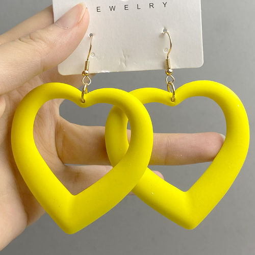 彩色糖果荧光色个性夸张韩国潮大号桃心爱心耳环时尚显脸瘦耳饰女