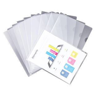 得力L型透明文件套A4文件夹单片夹10/20/100个装文件单片单页整理资料夹试卷夹层学生透明磨砂文件袋插页袋