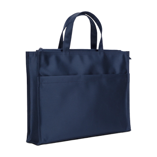 得力商务公文包帆布手提袋A4文件袋手提拉链袋文件包防水手提包牛津布男公文袋收纳办公会议培训班资料袋定制