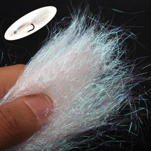 冰丝虾绑钩材料65mm超细珠光长冰丝纤维若虫飞蝇饵疯狂查理飞钓钩