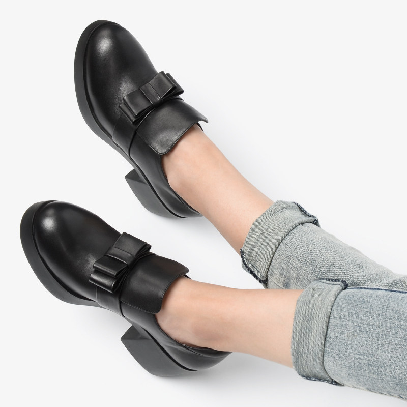 一席之地女鞋2025秋季新款粗跟单鞋女厚底韩版高跟鞋英伦风小皮鞋,女鞋,深口单鞋,淘宝优惠券,粉丝福利购,淘宝优惠卷