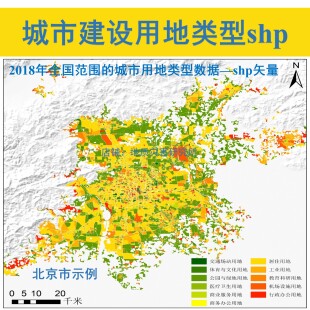 全国各城市主城区2018年建设用地类型shp矢量数据土地利用类型GIS