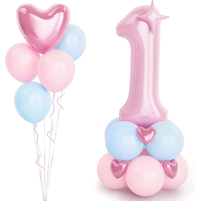 新款32寸粉色数字0-9气球组合铝膜立柱套装女孩生日派对拍照布置,节庆用品/礼品,气球,淘宝优惠券,粉丝福利购,淘宝优惠卷