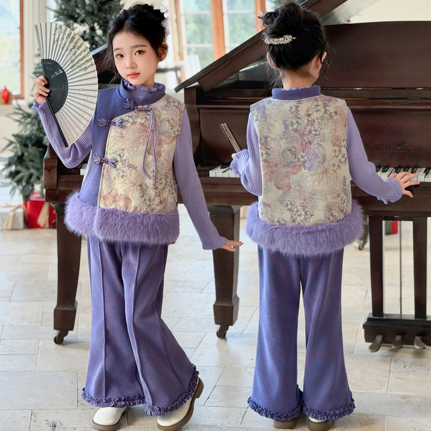 女童新中式套装秋冬2026新款汉服儿童装十岁女孩超好看唐装拜年服,童装/婴儿装/亲子装,唐装,淘宝优惠券,粉丝福利购,淘宝优惠卷