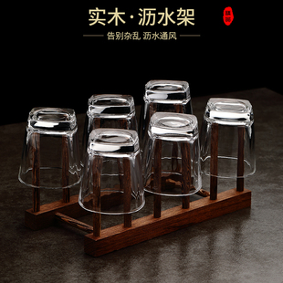 鸡翅木茶杯架实木茶具倒挂沥水水杯架子茶杯玻璃杯创意收纳置物架