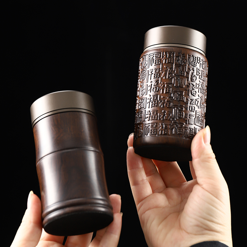 黑檀木精雕密封瓶茶叶罐