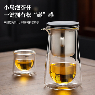 飘逸杯高硼硅玻璃茶水分离泡茶壶磁吸懒人茶具不锈钢内胆泡茶杯