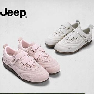 jeep德训鞋女鞋2026新款春季时尚粉色百搭舒适软底休闲跑步运动鞋