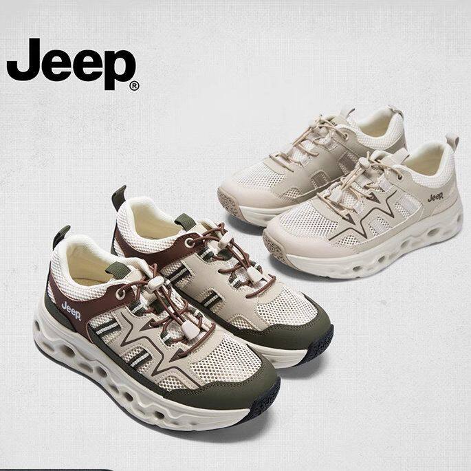 jeep溯溪鞋女2026春夏新款厚底增高防滑徒步登山鞋透气网面运动鞋