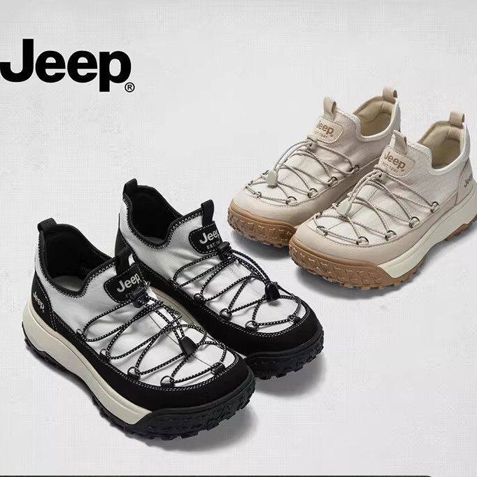 jeep厚底徒步鞋女款2026春夏新款户外防滑登山鞋懒人一脚蹬运动鞋