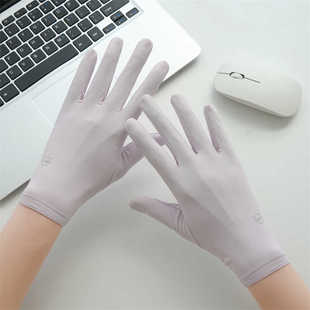 夏季冰丝薄款女士防晒手套开车骑行防滑露指可触屏透气防紫外线