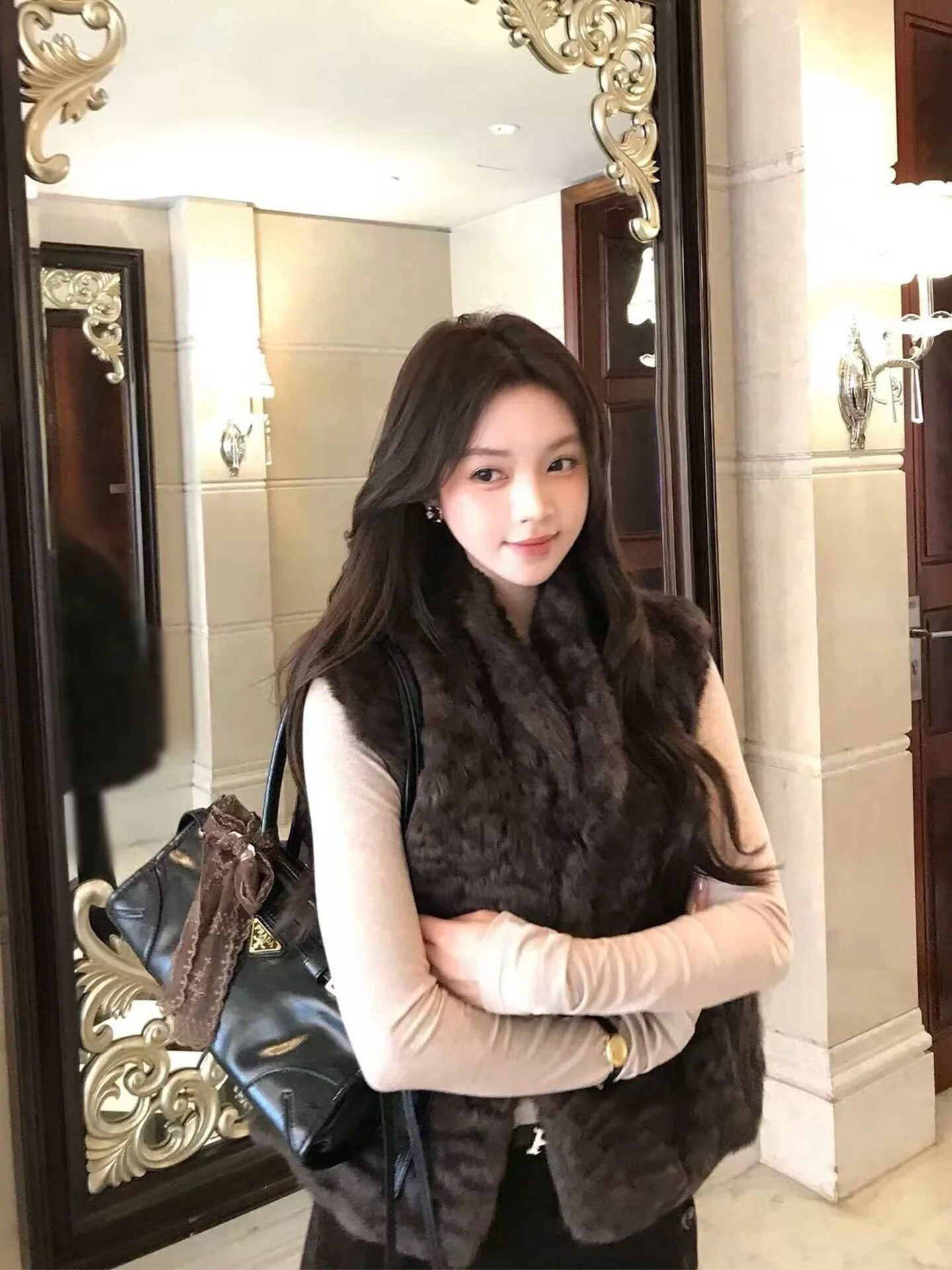赫拉小姐 2026兔毛皮草马甲女短款背心显瘦新款毛毛外套女
