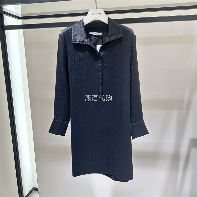 翻领半纽扣衬衫连衣裙