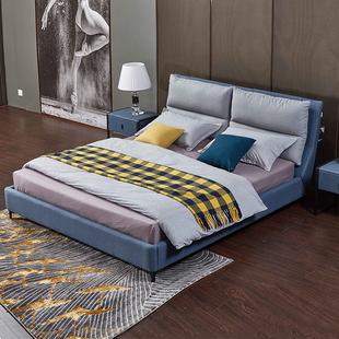 雅蕾斯 科技布床 现代简约婚床布艺双人床1.8米落叶松1.5m软床