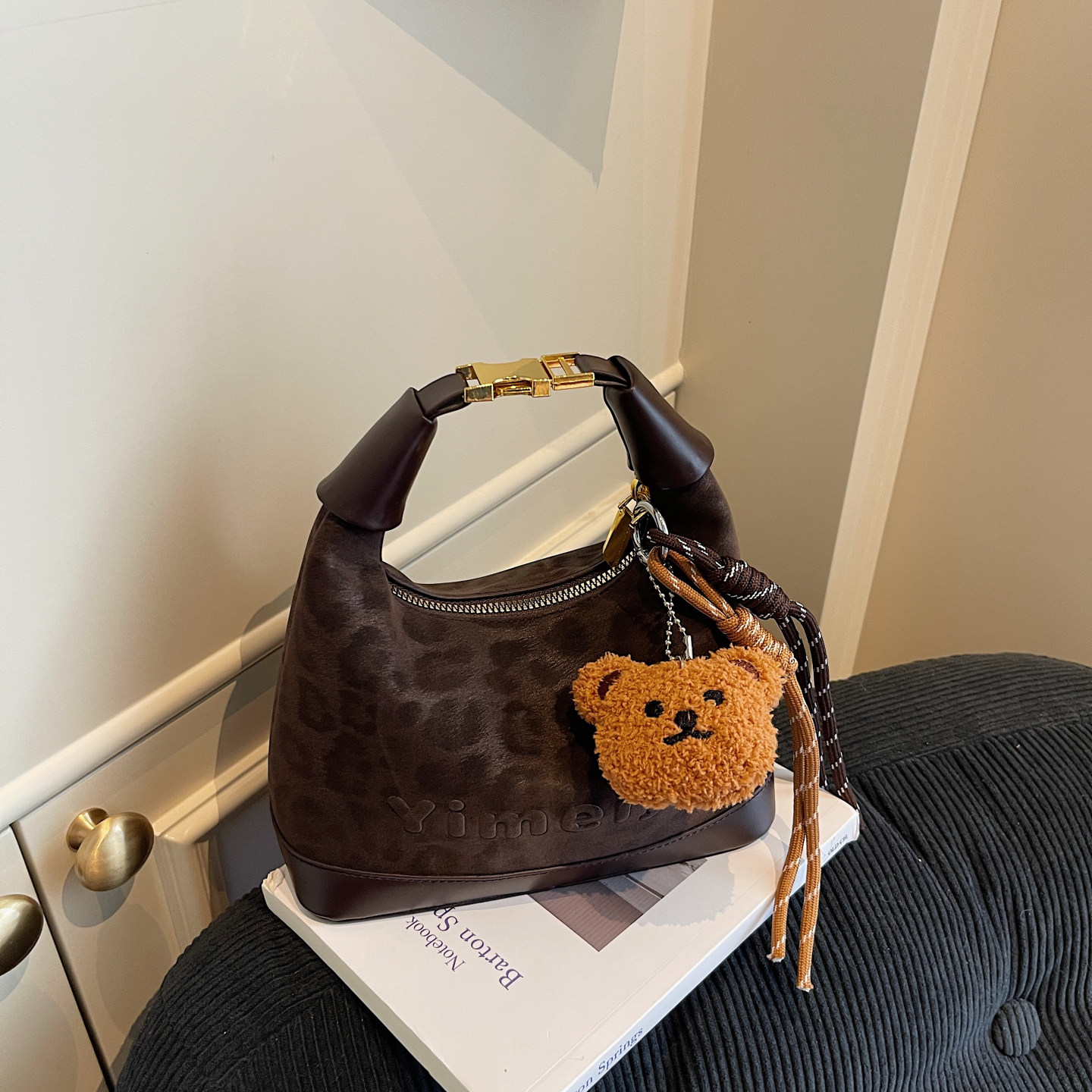 美拉德复古豹纹高级感斜挎小方包