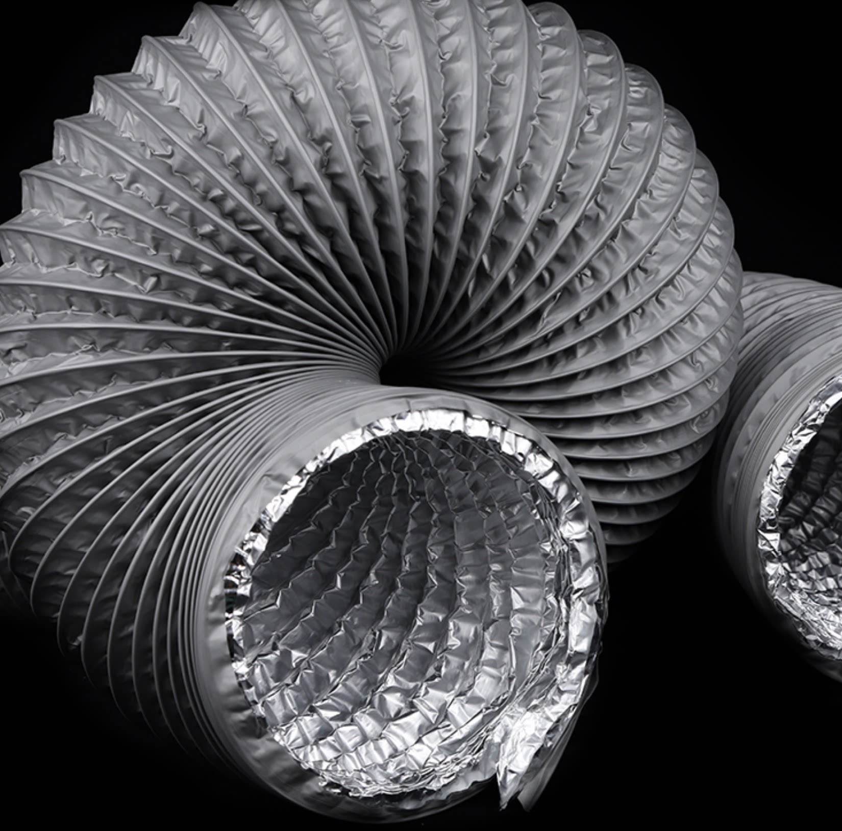 空调pvc铝箔伸缩风管 灰色 Φ125×10m 油烟机换气扇排风管新风管