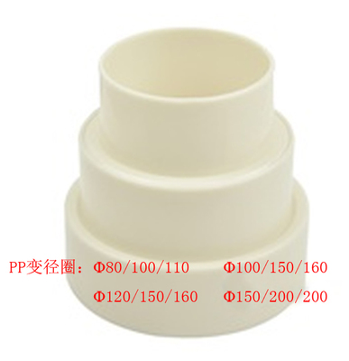 商品描述：金冷风管变径圈 Φ150/200/200 PP单位：只型号：φ150/200/200别名： 货号：销售说明：54只/箱 商品介绍 商品介绍： 风管变径，适用于风道止回阀、排风管等