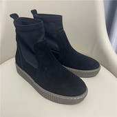 真皮德国女鞋 2025秋季 新款 宽楦正品 时尚 弹力松糕底短靴袜靴93.730