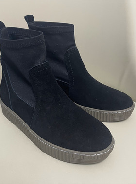 宽楦正品真皮德国女鞋2025秋季新款时尚弹力松糕底短靴袜靴93.730