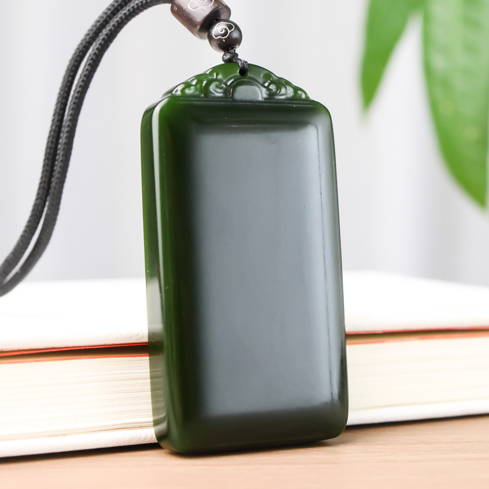 和田玉碧玉祥云平安牌吊坠男款无事牌挂件项链玉坠玉佩新品新疆