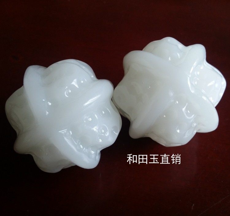 新疆籽料和田白玉核桃手把件玉核桃健身球手溜球羊脂白玉手把玩件