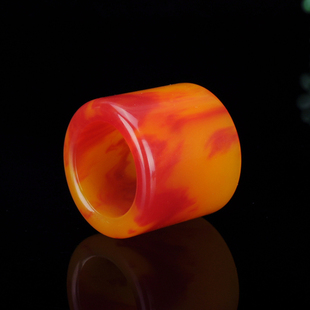 玉扳指新疆和田玉鸡血玉扳指男款玉戒指大拇指指环天然玉石戒指