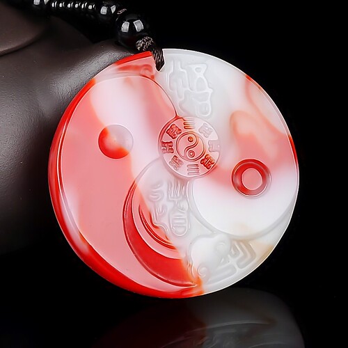 天然新疆和田玉悟道八卦吊坠