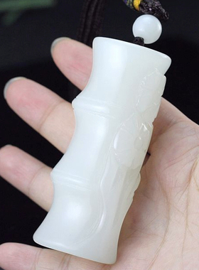 天然和田玉竹子手把件